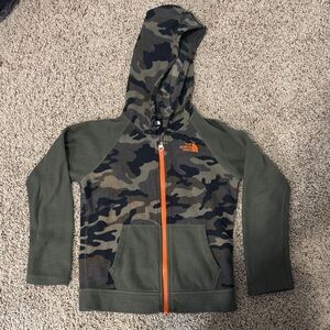The North Face Kids Camouflage Zip Up Hoodie - Green and Orange